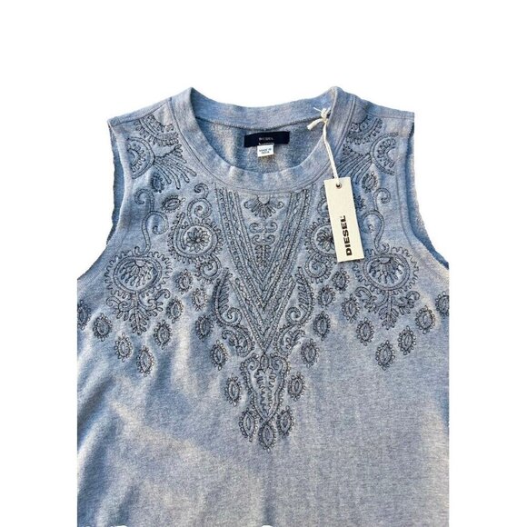 Diesel Women Gray Cotton BlenSleeveless D-Radi Beaded Dress Size S 00SBXI0LAGL - Picture 10 of 12